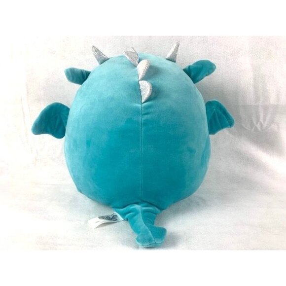 SquishMallows Tatiana The Teal Dragon 12" Plush Pillow with Hearts - Picture 3 of 9